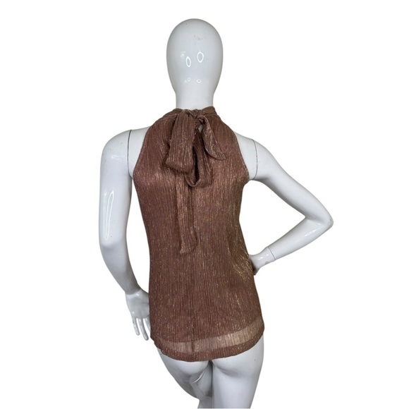 NWT Metallic sparkly holiday party Elegant Brown pink gold bold sexy Halter XL - Picture 11 of 15